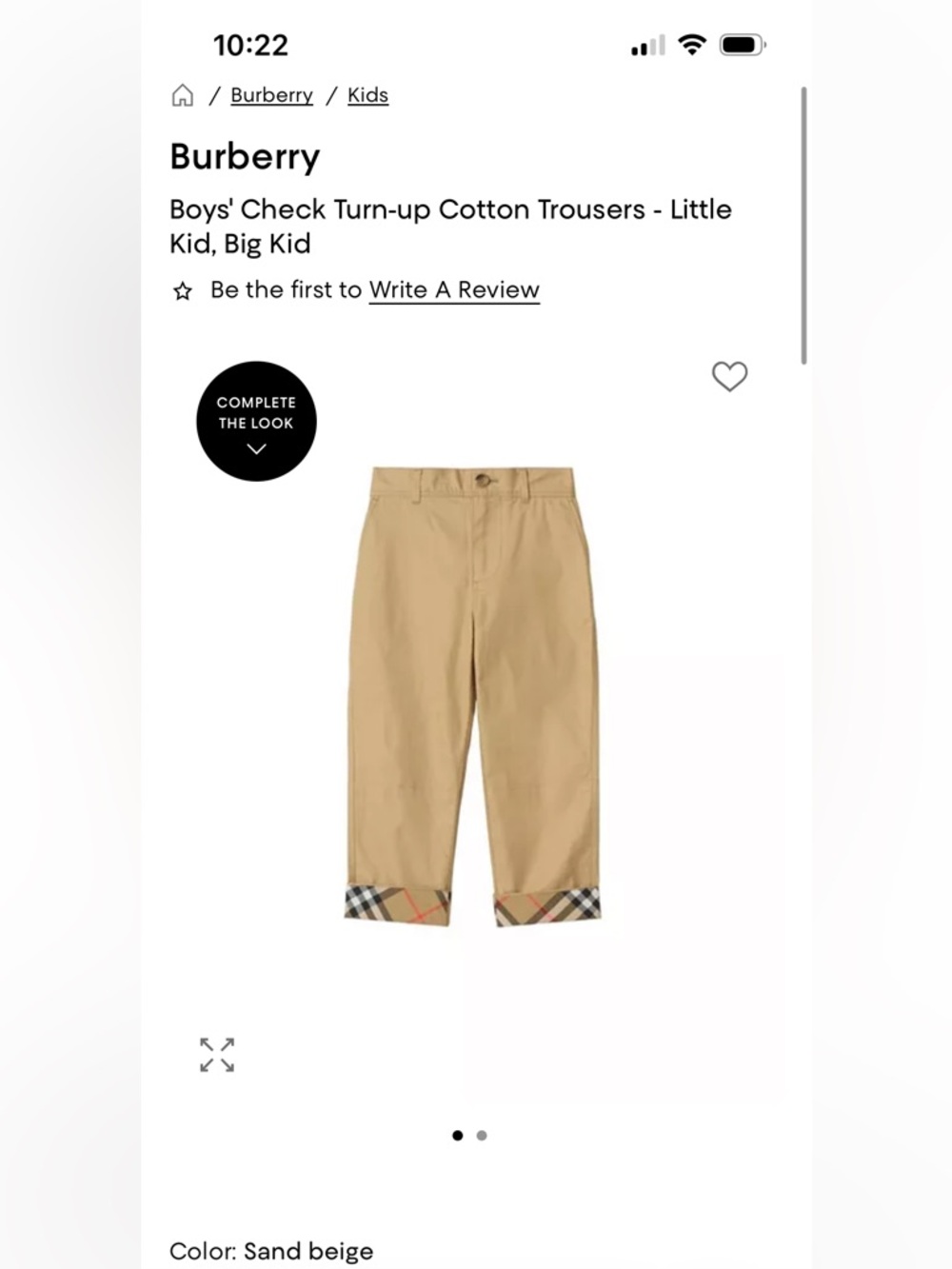 Burberry Boys' Check Turn-up Cotton Trousers - Little Kid, Big Kid